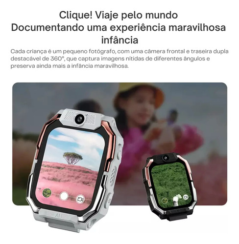 Smartwatch Infantil Hw Z10 4g Android 4/64gb Chip Wi-fi Gps Prata Preto Preto