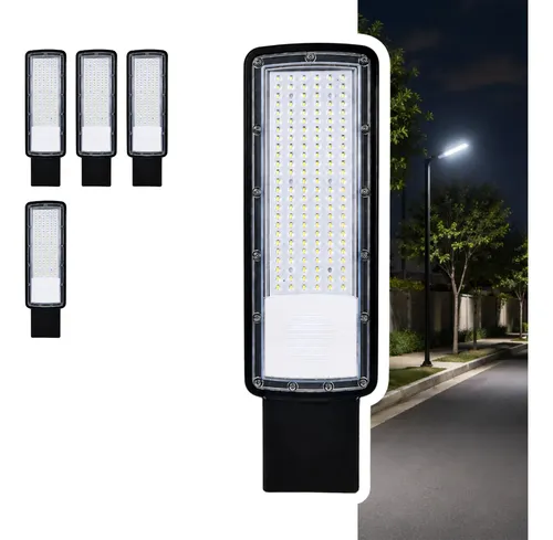 Kit 4 Luminária Led P/ Poste 300w Iluminação Publica Bivolt 110v/220v (bivolt) Preto Branco-frio