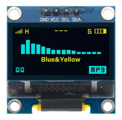 Pantalla Oled 0.96 I2c 128x64 4 Pines Amarillo/azul