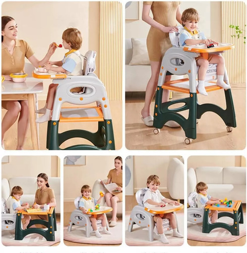 Silla Alta De Bebé Mtgt0088-1nw Color Naranja Silla Alta De Bebé Ajustable 3 En 1 Multifuncional