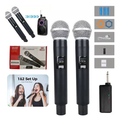 Micrófono X2 Inalambrico Y Recargable Uhf (punto Digital Sgo Negro