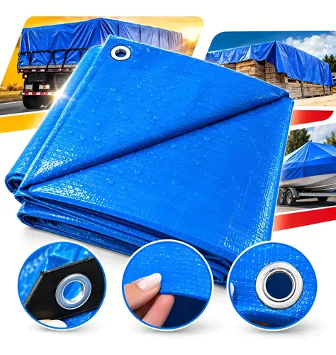 Lona 4x4m 120 Micra De Polietileno Reforçada Cobertura Azul
