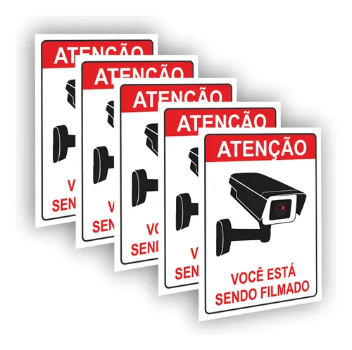 Placa Sinalização Ambiente Monitorado Por Câmeras Com Nf 5 Unidades ...
