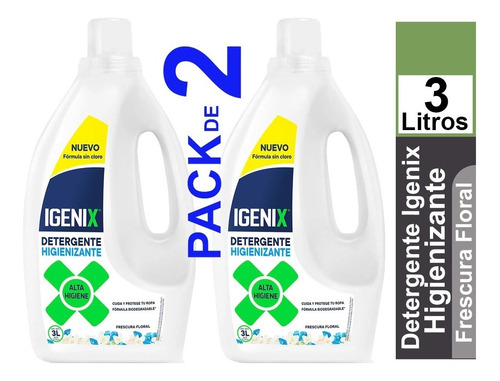 Detergente Liquido Igenix 3 Litros Higienizante Sin Cloro