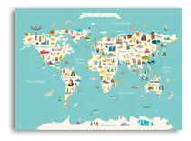 Comprar Cuadros Infantiles 40x60 Mural Canvas Mapamundi Deco Niños 
