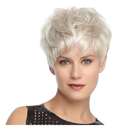 Peluca De Pelo Corto Y Liso Blanco Plateado For Mujer 9005