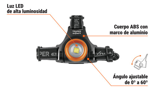 Linterna De Minero Led 900 Lúmenes, Recargable Truper LI-CA-900RX