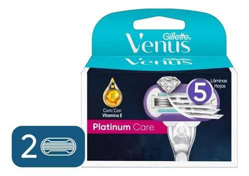 Gillette Repuestos Para Depilar Venus Platinum Care 2 Unid