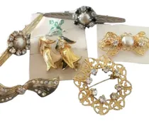 Comprar Antiguos Prendedores Strass Enchap.oro Impecables!