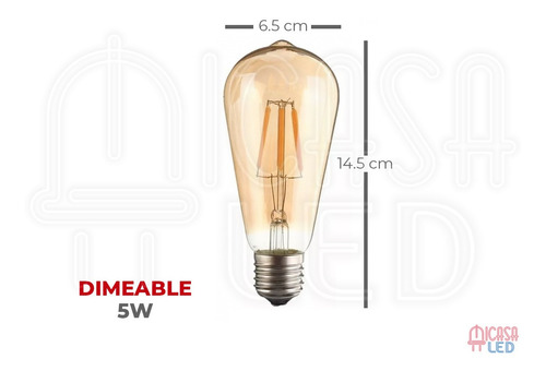 Foco Edison Vintage Bulbo Led St64 Dimeable / Atenuable Color de la luz Luz cálida