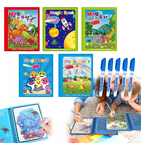 5 Set Magic Agua Pintura Libro Garabatos Reutilizable Niños