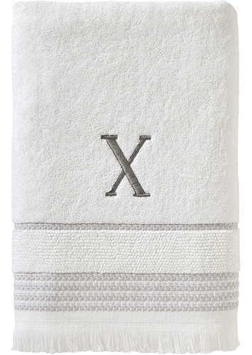 Toalla De Baño Casual Monogram, X, 28x54, Blanco