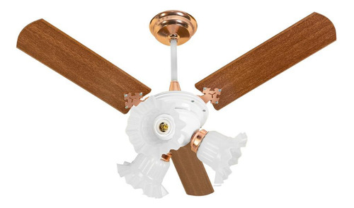 Ventilador De Teto New Zeta 3 Pás Mogno Branco/cobre 220v