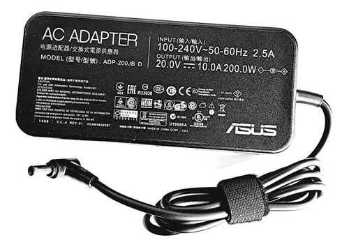 Cargador Para Lapto Asus 20v 10a 6.0*3.7mm 200 Watts