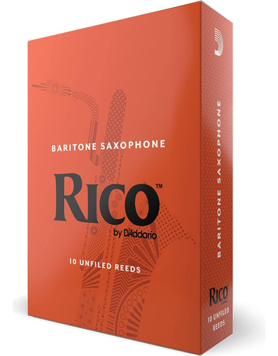 Set 10 Cañas Rico Rla1025 Para Saxofón Barítono Medida 2.5