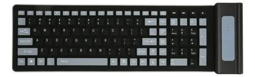 Teclado De Silicona Inal mbrico Negro Negro 107 Teclas Resis