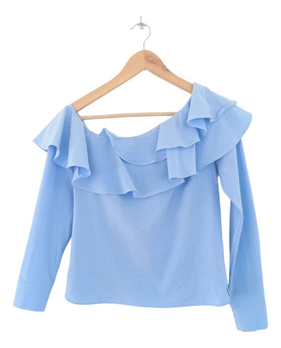 Blusa Celeste Con Volados H&m