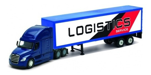 Carreta Com Carroceria Miniatura Freightliner Cascadia 1:64 Cor Azul Logistics