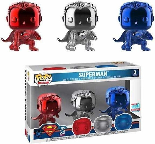 Superman Chrome 3 Pack Funko Pop Fall Conv 2018 Dc Heroes