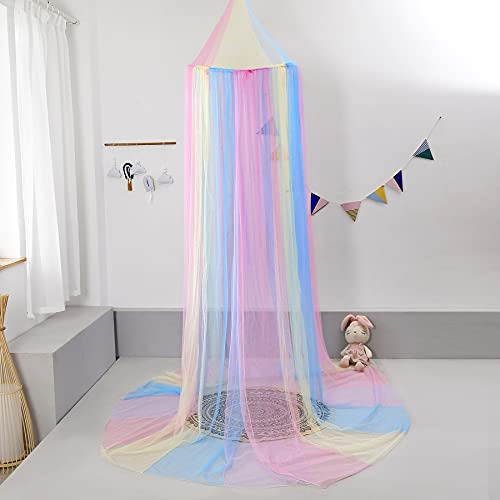 Dosel Malla Protectora De Cama Arcoiris Con Luces Para Niña