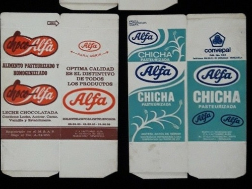 Imagen 1 de 6 de Lácteos Alfa De Coleccion/ Cartón Chicha,choco Y Leche. 