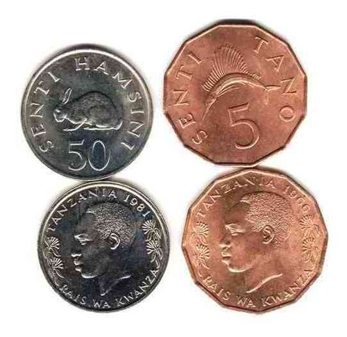 2 Monedas De Tanzania Año 1966 Con Animales Sin Circular