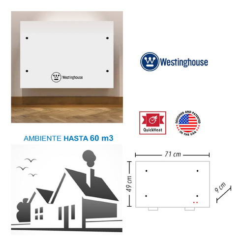 Imagen 4 de 10 de Panel Vitro Calefactor Westinghouse Electrico Wh-v2000