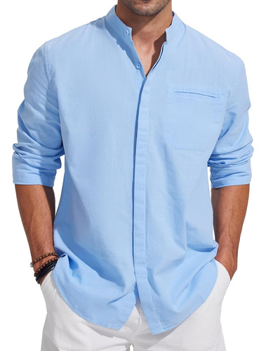 Jekaoyi Hombres Botones Casuales Down Coder Camisa De Lino C