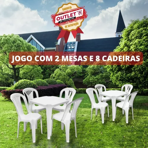 Jogo Mesa Plastico Quadrada 2 Cadeira Plastica Bistrô Branca