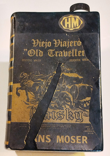 Antiguo Botellón Porcelana X Whisky Imita Libro En Estante (Usado)