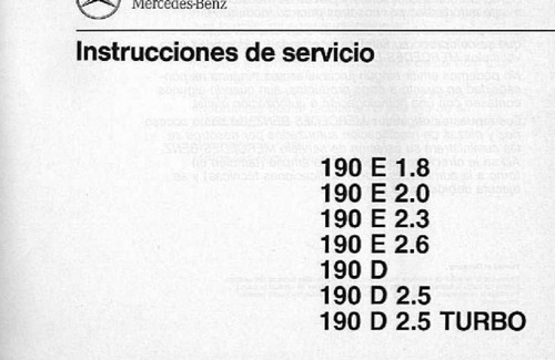  Manual De Usuario Mercedes Benz 190 W201 En Papel
