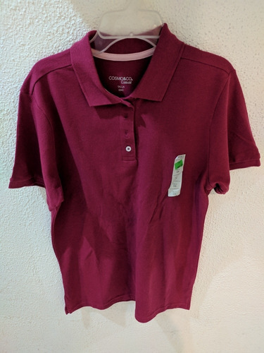 Playera Polo Casual Color Vino Talla Chica Para Dama.  