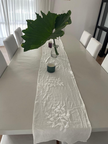 Caminos De Mesa Individual Doble Gasas Algodón Hojas 2,50 Cm Blanco Mitre