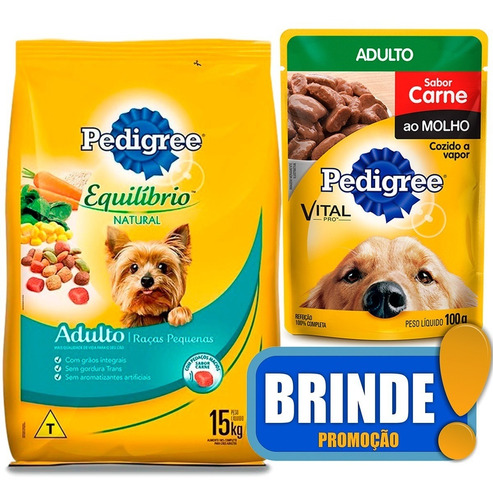 Ração Pedigree Equlíbrio Natural Adulto Raça Pequenas 15kg