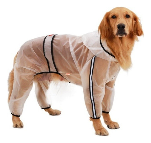 A Chubasquero Transparente For Perros Grandes Con Capucha Y