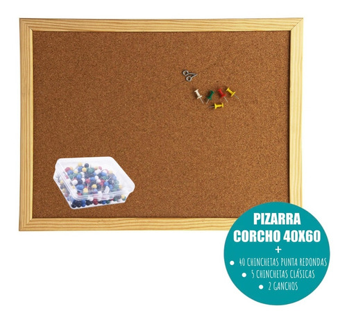 Organizador Ideas Pizarra Corcho 40x60 + Chinchetas 