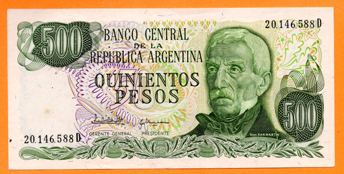 Billete 500 Pesos Ley, Bottero 2433, Año 1982 Exc 