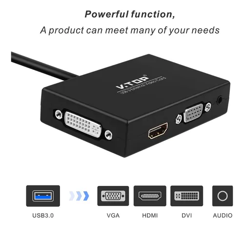 Adaptador De Tarjeta Gráfica De Video Usb 3.0 A Hdmi-dvi-vga