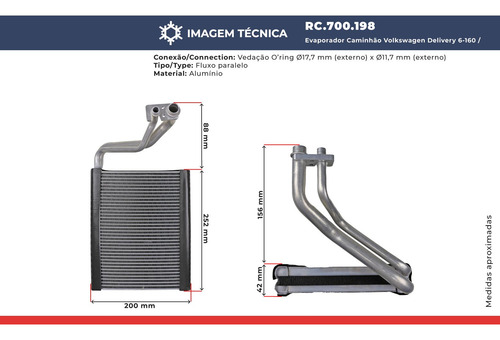 Evaporador Caminhão Volkswagen Delivery 6-160/ 9-170/ 11-180