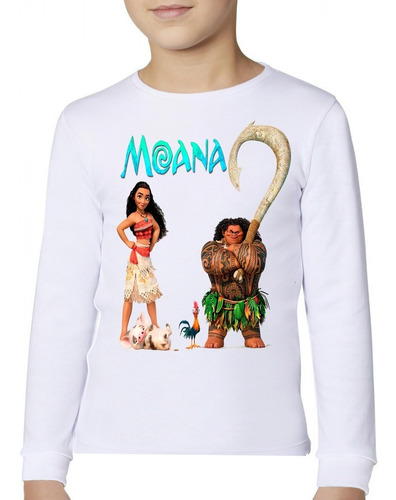 Polera Manga Larga Niña Moana Personajes Exclusiva Algodón