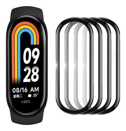 4 Pzas Mica Rígida Protectora Para Xiaomi Mi Band 8 Bisel 3d