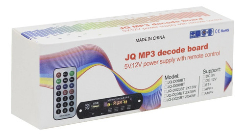 Módulo Decodificador Mp3 Usb + Bluetooth Con Control Remoto