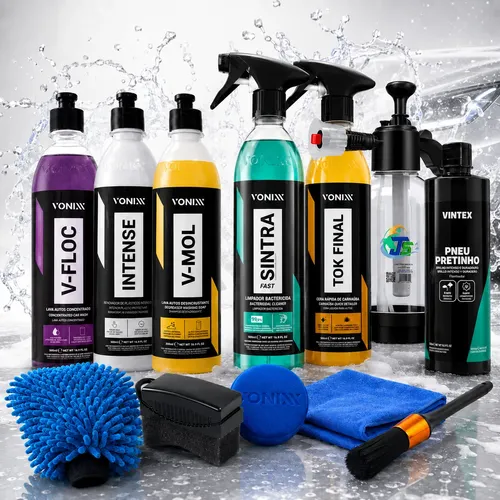 Kit Lavagem V-floc V-mol Intense Sintra Cera Pneu Pretinho