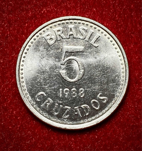 Moneda 5 Cruzados Brasil 1988 Km 606