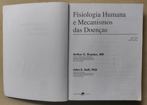 Livro Fisiologia Humana E Mecanismos Das Doenças Guyton E Hall 1998 Edição 6 (Usado)