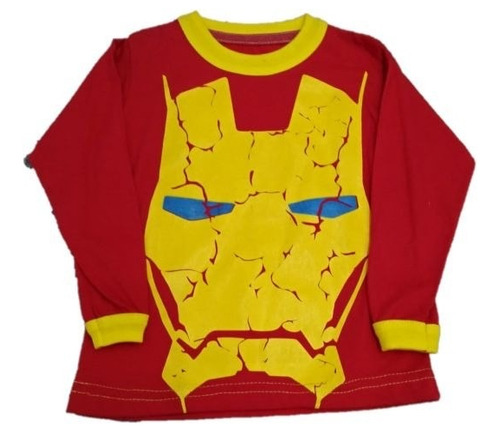 Remera Manga Larga Invierno Infantil De Iron Man