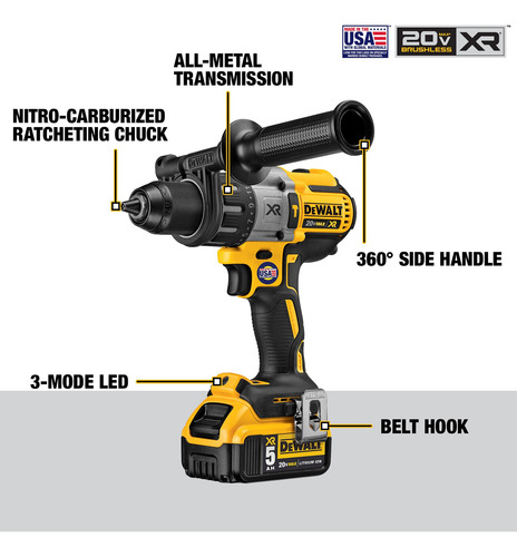 Martillo Perforador Dewalt Dcd996p2, 20 V Max Xr, Sin Escobi
