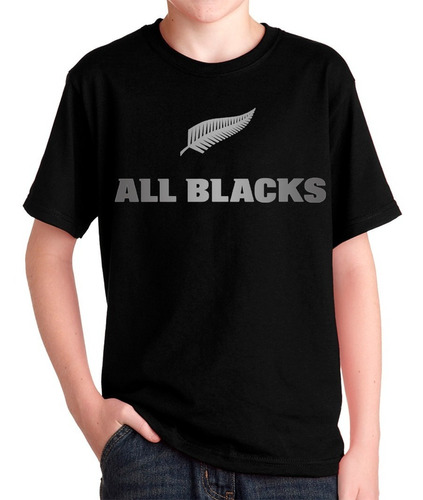 Remera All Blacks Rugby Niños Nueva Zelanda Plateado