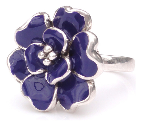 Anillo Plata Flor Violeta Inyectado