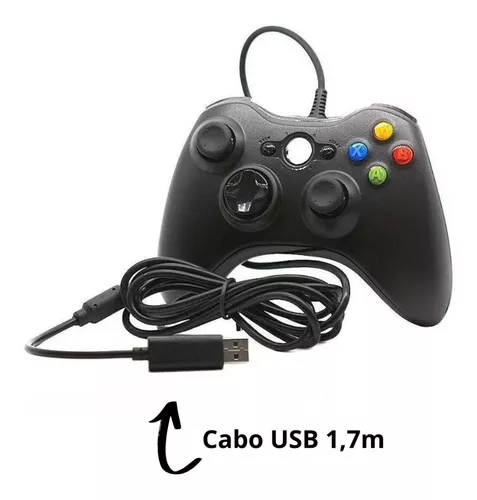 Controle Usb Com Fio Para Xbox 360 Computador Notebook Preto :  : Games e Consoles